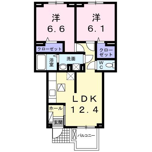 ニュー・ガジュマル(2LDK/1階)の間取り写真