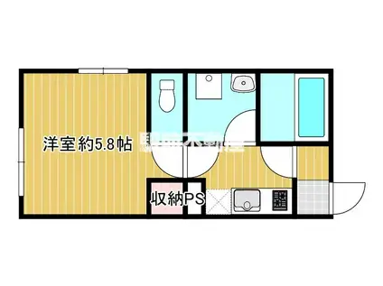 ラシックランテ上津(1K/2階)の間取り写真