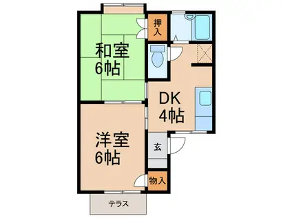 メゾンルミエールB(2DK/1階)の間取り写真