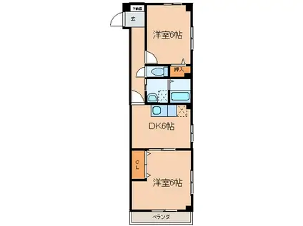 メゾン京田(2DK/1階)の間取り写真