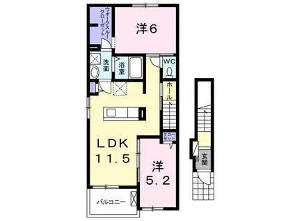グレイス・アベニューM1(2LDK/2階)の間取り写真