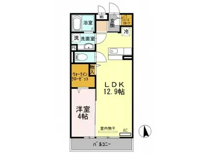 ラ・ヴィ・アン・フルール(1LDK/2階)の間取り写真