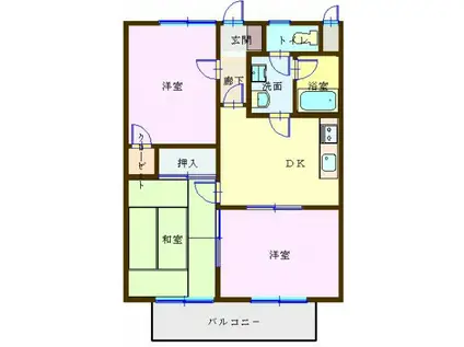 メゾンペーシュI(3DK/2階)の間取り写真