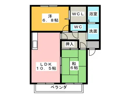 グランドゥールA(2LDK/2階)の間取り写真