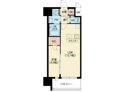 スプランディッド新大阪Ⅶ(1LDK/7階)の間取り写真