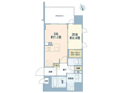 ソルティア新川崎モアグラン(1DK/6階)の間取り写真