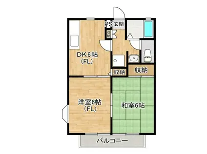 ファミール溝口(2DK/2階)の間取り写真