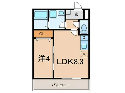 ブルームーン(1LDK/3階)の間取り写真