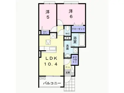 メゾン フィオーレ(2LDK/1階)の間取り写真