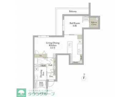 ポルタ ノビリス(1LDK/2階)の間取り写真