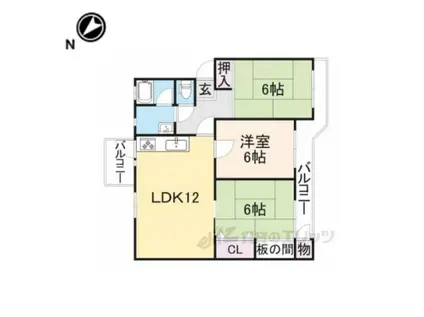 関屋あしびハイツ9号棟(3LDK/4階)の間取り写真