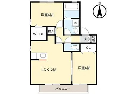 M・G ダナウェイ(2LDK/2階)の間取り写真