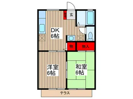 桜華ハイツ(2DK/1階)の間取り写真