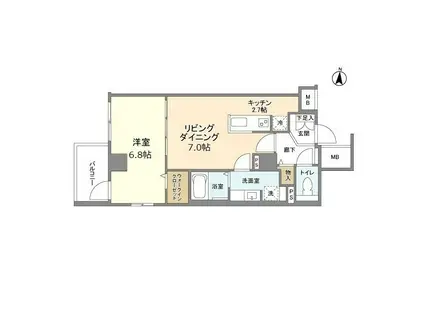 コスモグランス東日暮里(1LDK/2階)の間取り写真