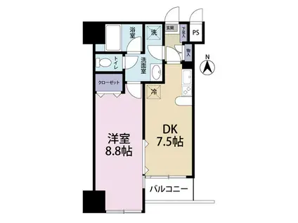 ローレルコート田町(1LDK/6階)の間取り写真