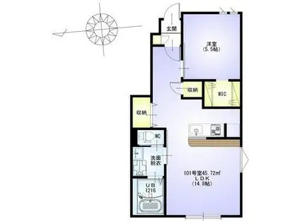 VILLEST 溝の口 ノース(1LDK/1階)の間取り写真