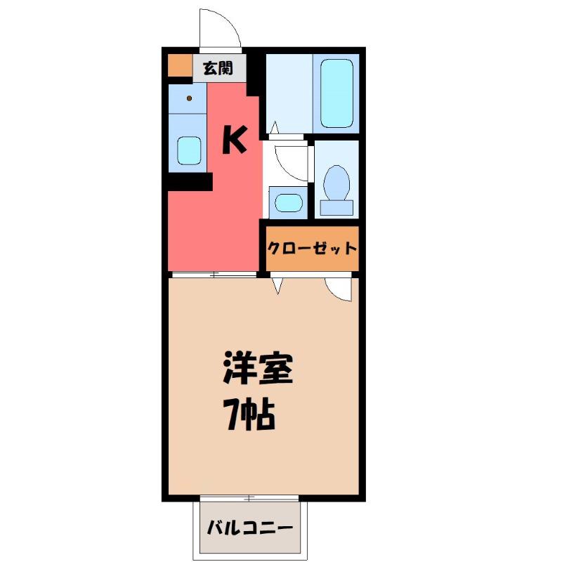 フォレスト田中(1K/2階)の間取り写真