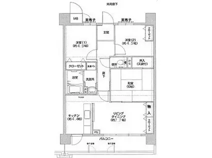 コーシャハイツ相生(3LDK/8階)の間取り写真