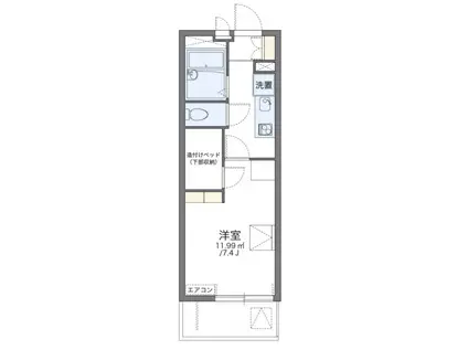 レオパレスサーティーンストーンIII(1K/1階)の間取り写真