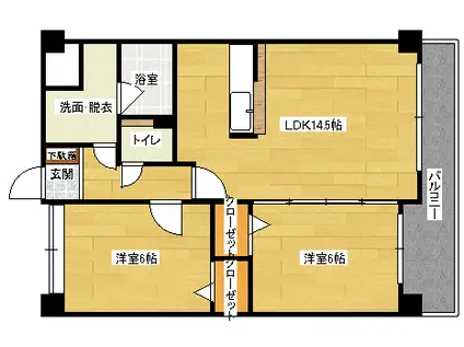 ウェール長楽寺(2LDK/1階)の間取り写真