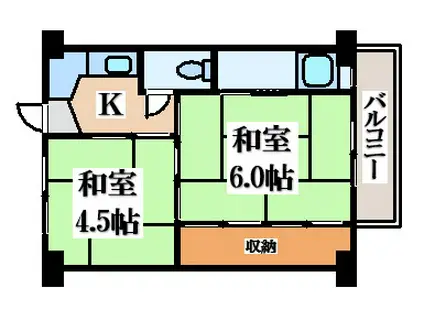 ビレッジハウス高田(2K/4階)の間取り写真
