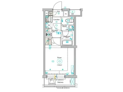 シーネクス ヨコハマ-ネギシ(1K/1階)の間取り写真