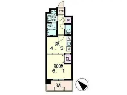 GRAND MARRY BELL ST(1DK/3階)の間取り写真