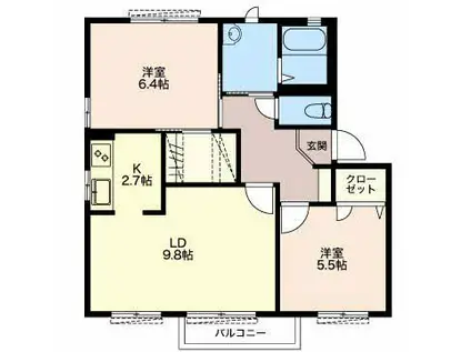 ロイヤルサルート(2LDK/2階)の間取り写真