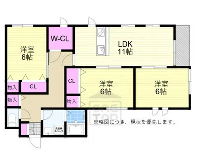 ヘーベルメゾンシェドゥーブル(3LDK/1階)の間取り写真