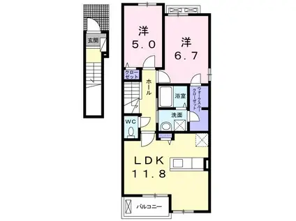 フレミール ヴァン D(2LDK/2階)の間取り写真