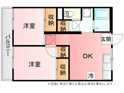 サンハイツ五所(2DK/2階)の間取り写真