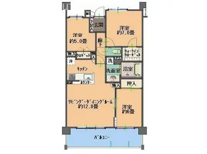 レーベンスクエア東鷲宮ブリーズアリーナ(3LDK/3階)の間取り写真