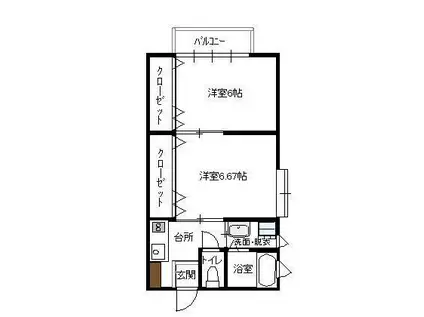 グリーンハウス厨川A(2K/2階)の間取り写真