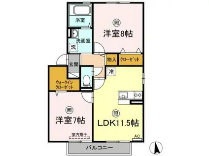 ルピナス関189 A棟(2LDK/2階)の間取り写真