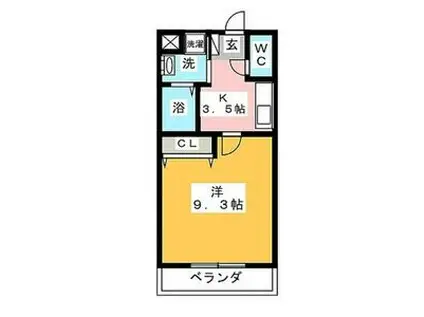 サニーハイツ勝川(1K/2階)の間取り写真