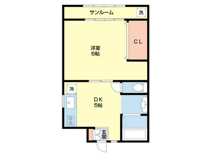 コーポAPR1998 I(1K/1階)の間取り写真