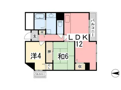 泉マンション(2LDK/6階)の間取り写真
