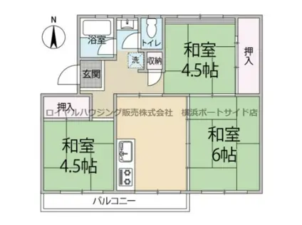 洋光台南第二団地6-33号棟(3DK/5階)の間取り写真