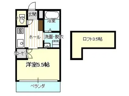 ラーバン緑ヶ丘(1K/2階)の間取り写真