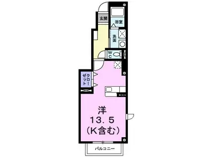 ヴェルジュMII(ワンルーム/1階)の間取り写真