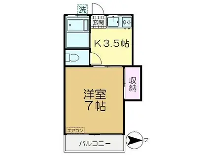 清人ハイム(1K/2階)の間取り写真