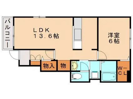 ラスティング ハーモニー A(1LDK/1階)の間取り写真