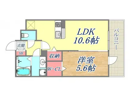 メゾン フォンテーヌ(1LDK/2階)の間取り写真