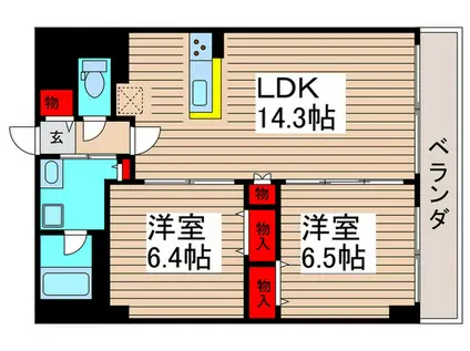 カスタリア西船橋II(2LDK/3階)の間取り写真