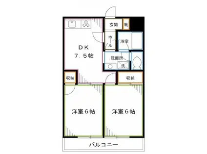 カサデ宮前(2DK/2階)の間取り写真