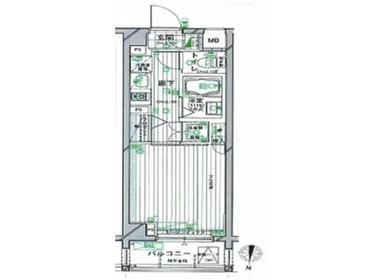 ダイナシティ池上(1K/2階)の間取り写真