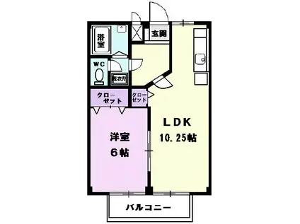 グリーンハイツ(1LDK/2階)の間取り写真