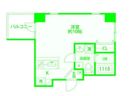 横浜ウエストレジデンス(ワンルーム/4階)の間取り写真