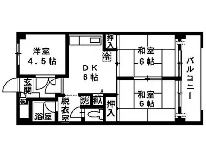 ペルリーノ武蔵関(3DK/1階)の間取り写真