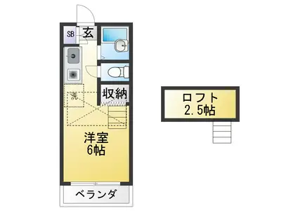 フラワープレイス(ワンルーム/2階)の間取り写真